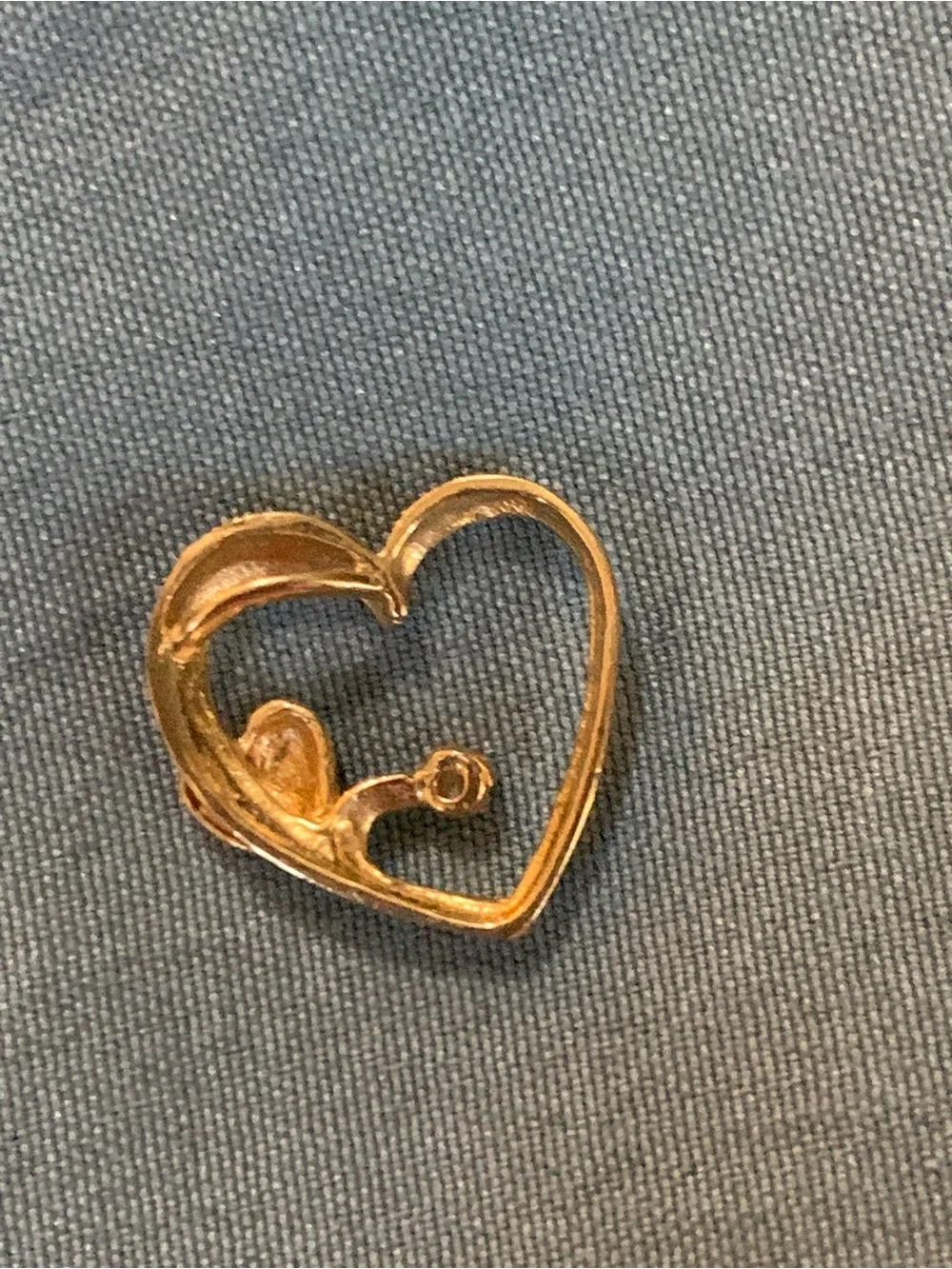10k Gold Double Heart Pendant with Natural Diamond Accent Stone